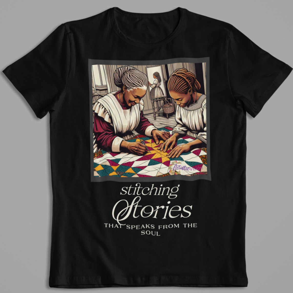 Stitching Stories T-Shirt – Quilting Legacy, Black History Art Tee - 550strong