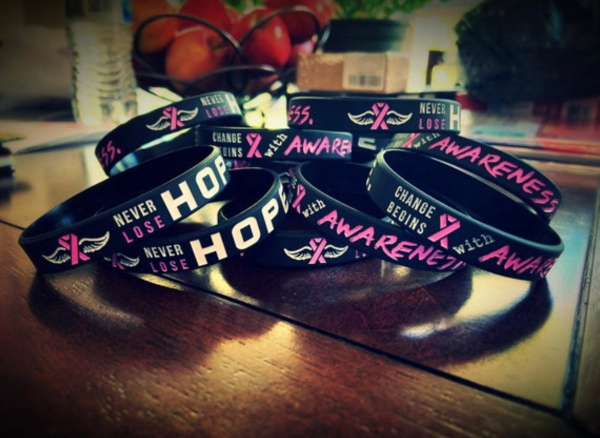Breast Cancer Awareness Pink Silicone Bracelets | Never Lose Hope Bracelet - 550strong