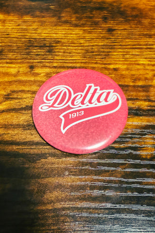 Delta Sigma Theta Button - Delta Swoosh - 2.25"